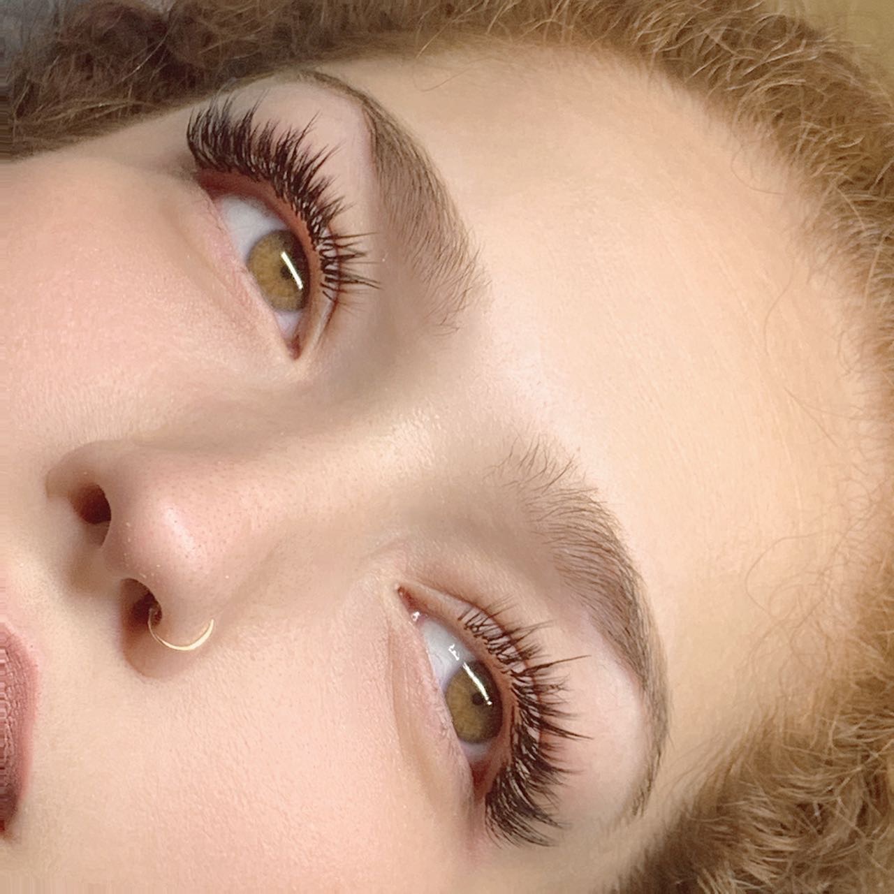 Eyelash extensions close-up
